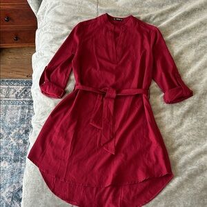 SHEIN Red Long Sleeve Dress